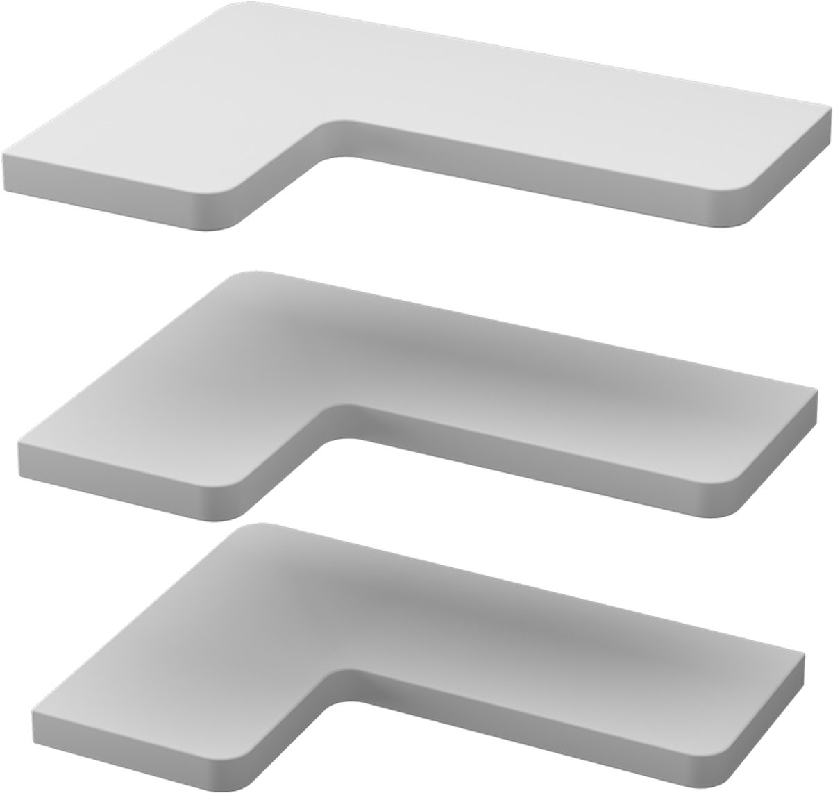 Vicco Curva Hoekplank – 40.5 x 2.5 cm Set van 3 Wit