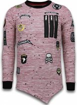 Local Fanatic Longfit Asymmetric Embroidery - Sweater Patches - US Army - Roze - Maten: XXL