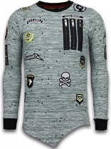 Local Fanatic Longfit Asymmetric Embroidery - Sweater Patches - US Army - Groen - Maten: XL