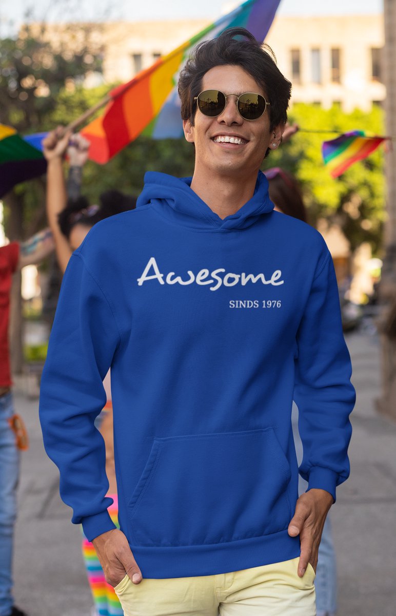 1976 Verjaardagscadeau heren Blauwe Hoodie heren met capuchon Awesome Hoodies