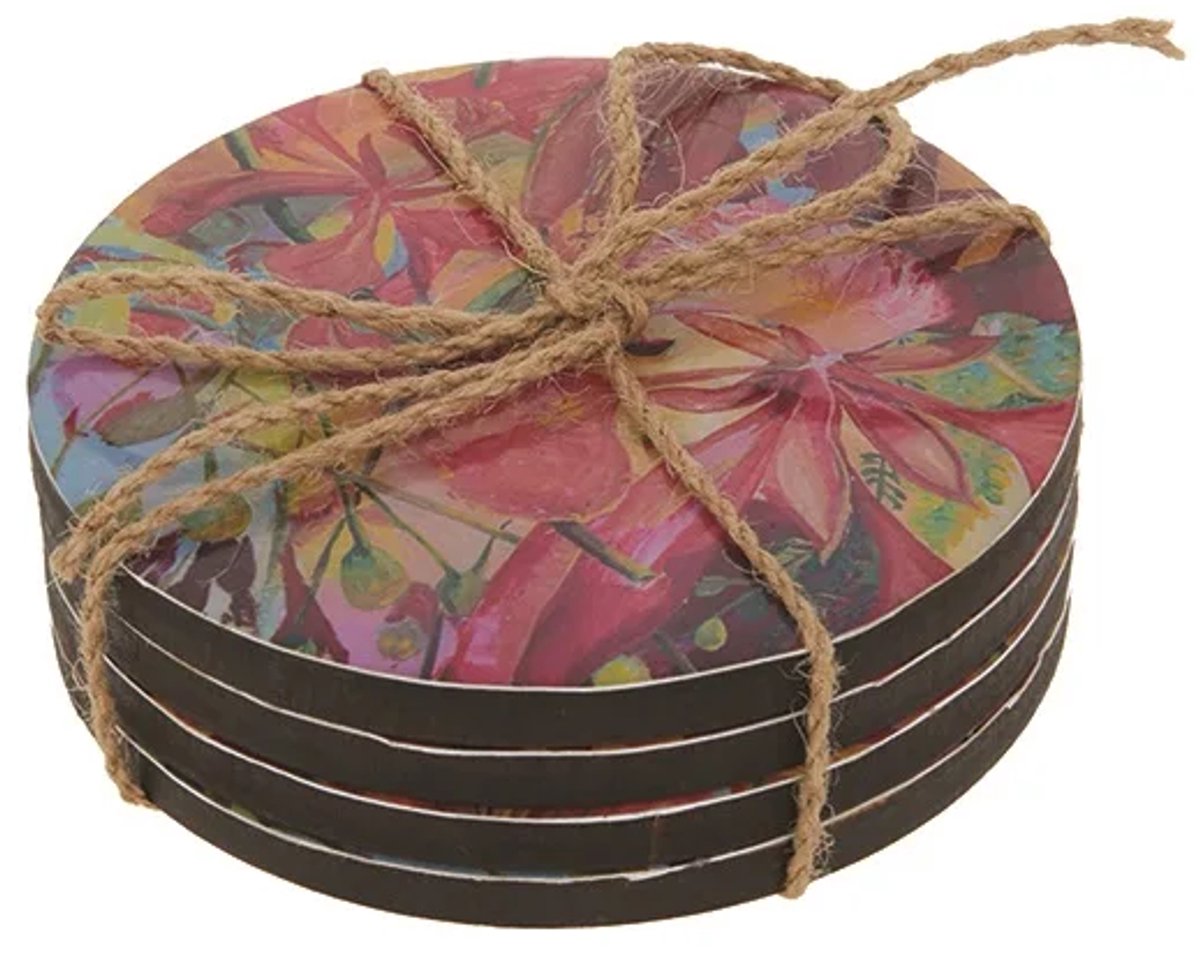 Coasters Francis Sling - Curaçao - Design Onderzetters – Onderzetters voor Glazen - Diameter 10 cm – Onderzettersset – Set van 4