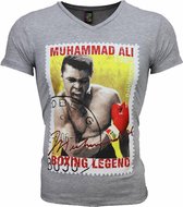 T-shirt - Muhammad Ali Zegel Print - Grijs