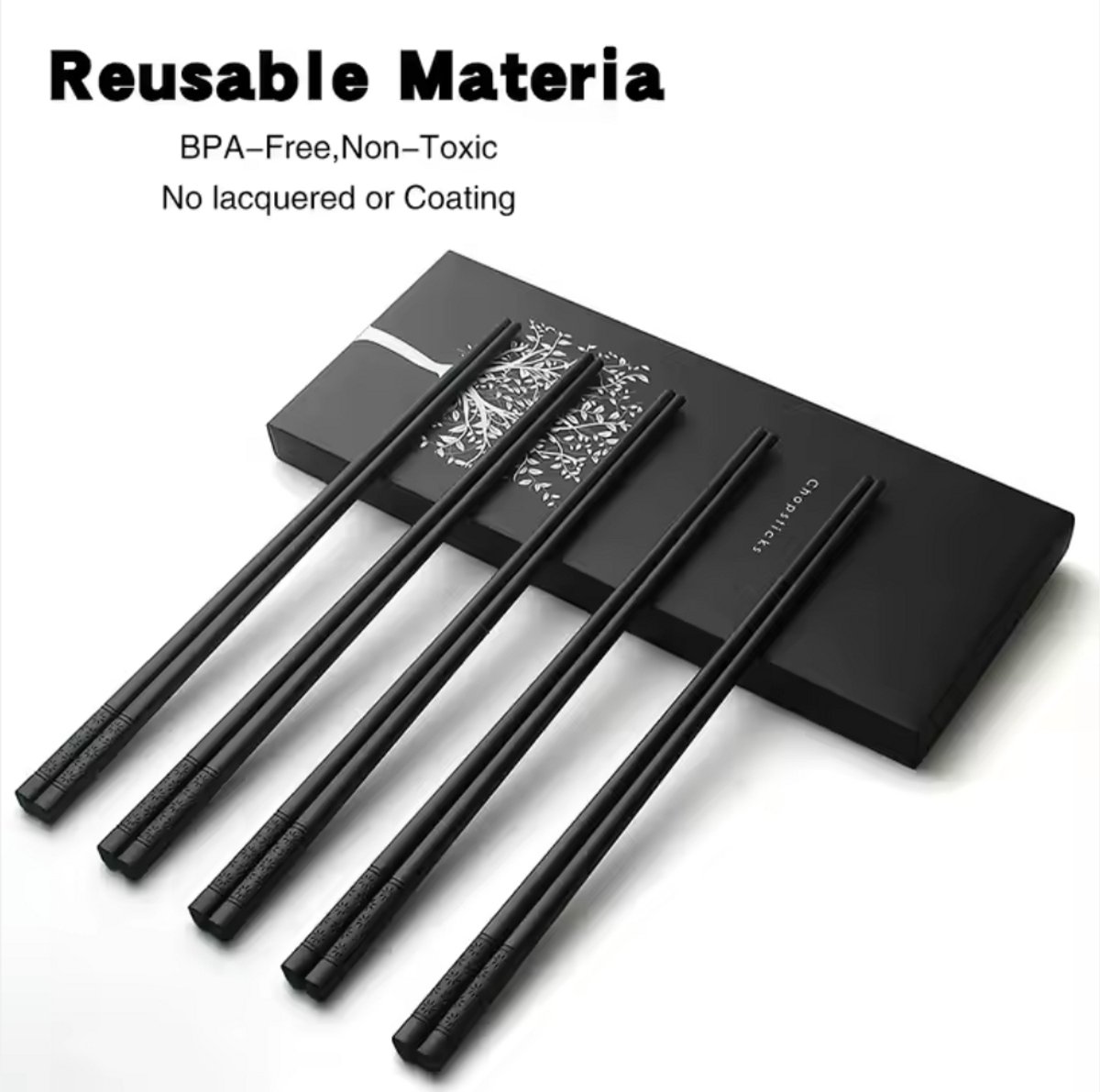 Chopsticks set - Eetstokjes - Eetstokjes klassiek zwart - Eetstokjes cadeauset - Cadeau - Giftset - Eetstokjes giftset - kunststof - Chopsticks giftset- Japanse stijl - Kunststof
