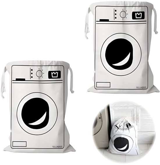 Lot De 2 Sacs à Linge En Coton 60x50 Cm Avec Cordon - Lavables, Réutilisables, Pour Voyage Ou Rangement Linge Sale - 2
