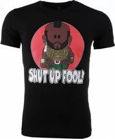 T-shirt - A-team Mr.T Shut Up Fool Print - Zwart