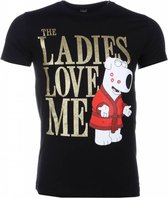 T-shirt - The Ladies Love Me Print - Zwart