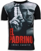 El Padrino Face - Digital Rhinestone T-shirt - Zwart