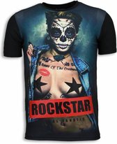 Rockstar - Digital Rhinestone T-shirt - Zwart