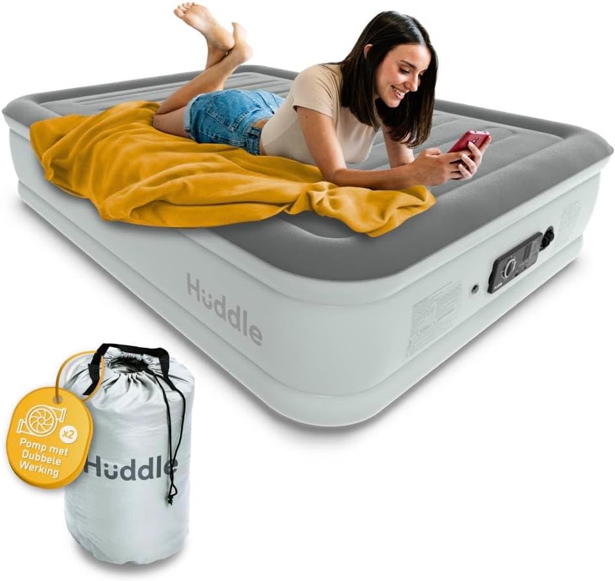 Luxe King Luchtbed met Ingebouwde Pomp - Comfortabele Opblaasbare Matras voor Gasten en Kamperen