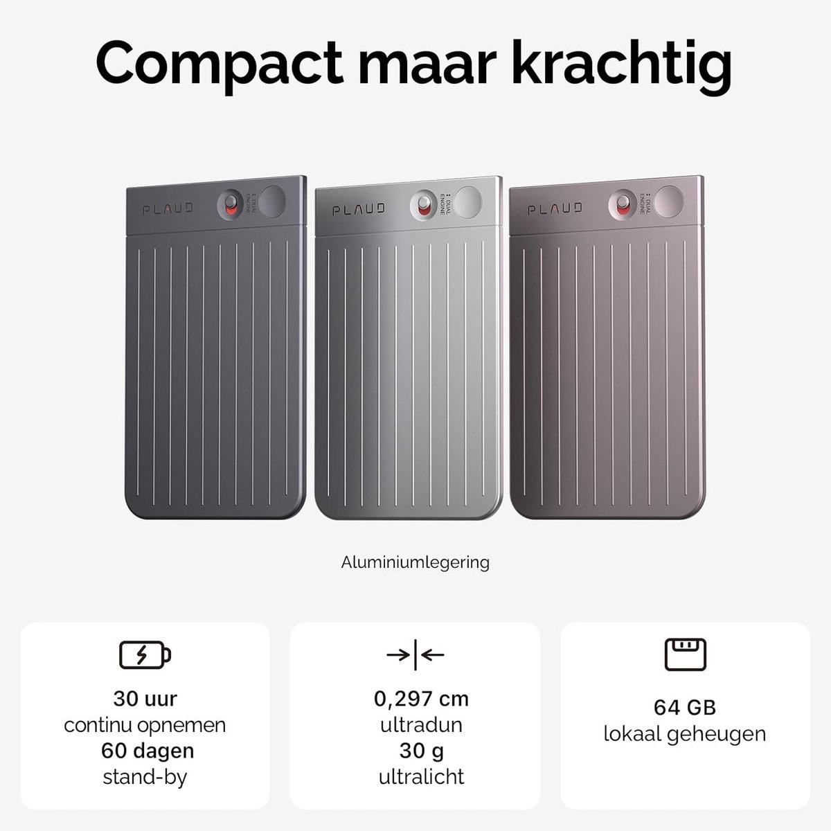 Afbeelding 3 van PLAUD Digitale AI-spraakrecorder met Beschermhoes - AI-spraakrecorder - LLM Empowered Spraakrecorder met transcriptie - Ruisonderdrukkende recorder met 64 GB opslag - Meertalige spraakrecorder - One-touch opname recorder (Zwart)