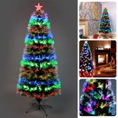 Bol.com Cheqo® Kunstkerstboom Met Verlichting - Kerstboom Met Verlichting - 120 cm - Multicolor LED - Fiber Optic - Binnengebruik aanbieding