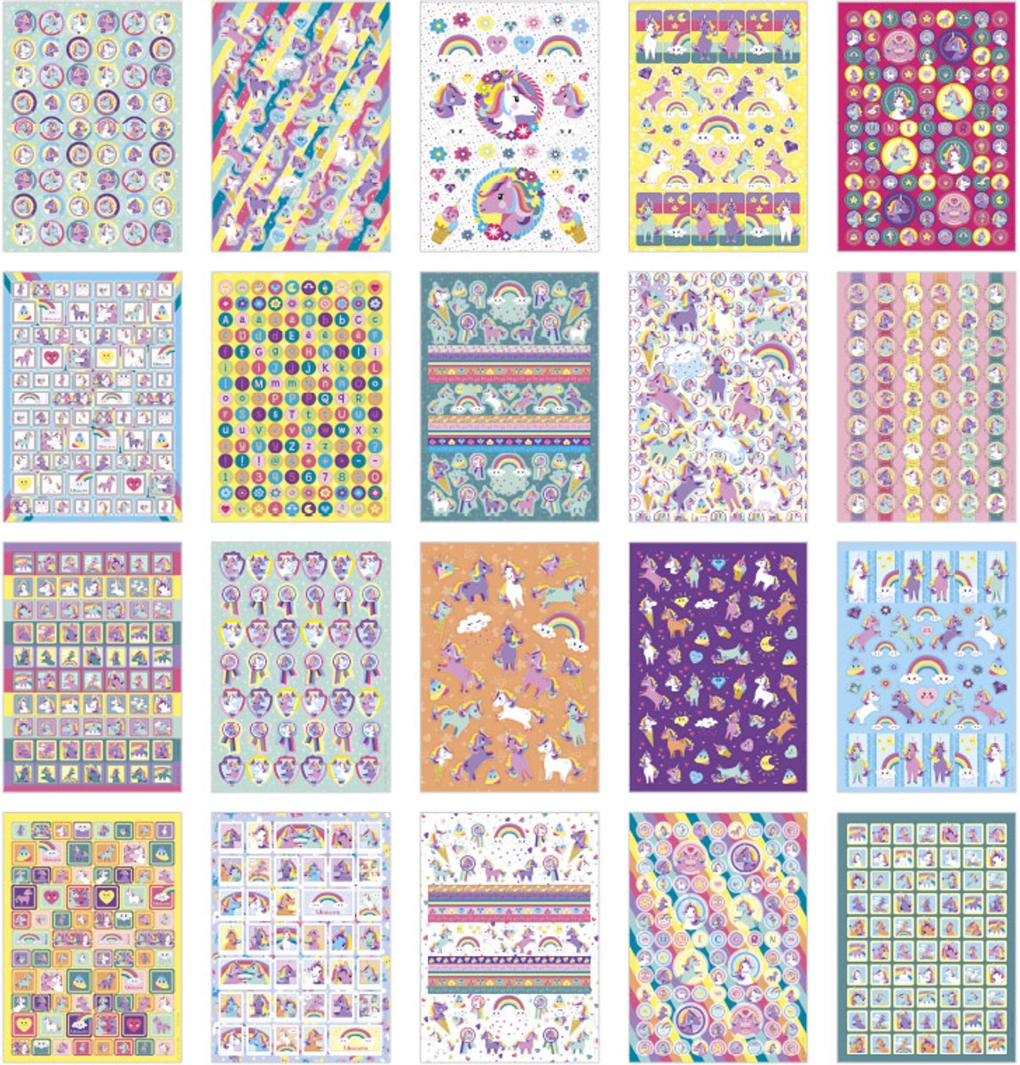 Totum Unicorn A4 sticker boek 1000 stickers - 20 pagina's met unicorn thema - speelgoed knutselen stickeren - vanaf 3 jaar — afbeelding 5