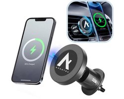 Aventra® Telefoonhouder Auto met Qi Draadloze Oplader - 15W Wireless Car Charger - Snellader - GSM Houder Autolader - Autohouder Geschikt voor MagSafe - 360° Draaibaar - Ventilatierooster - Auto Accessoires