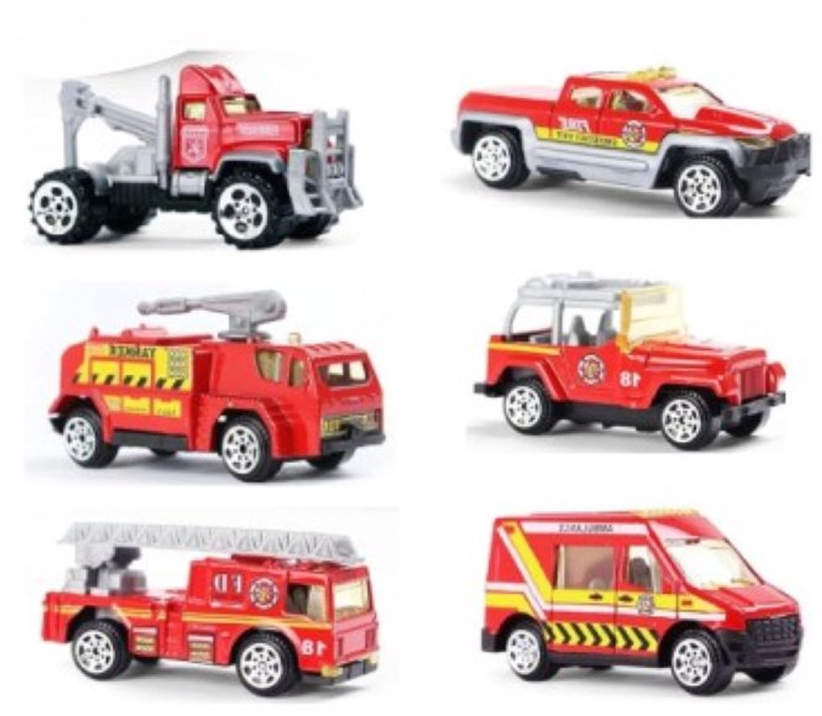 Goodz4All Speelgoed Brandweer Vrachtwagen Brandweerauto Auto met 6 Mini Autootjes - Transportwagen met 6 Miniatuur Auto’s Ziekenwagen Takelwagen Kiepwagen Pick Up Truck Brandweerwagen - Trailer Constructie Autotransporter met Kleine Autootjes — afbeelding 8
