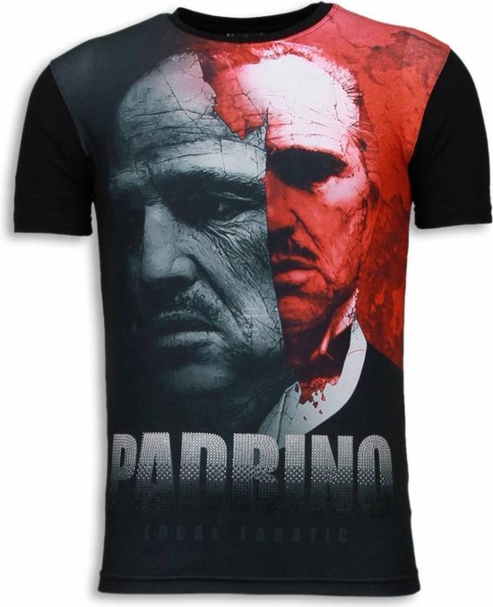 Fanatic local El Padrino - T-shirt strass numérique - El Padrino noir - T-shirt strass numérique - T-shirt homme noir taille M