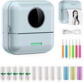 Ilona Mini printer voor mobiel - Pocket printer - Premium Mini Fotoprinter - Draagbare Smartphone Printer - Mobiele fotoprinter - Sticker printer - Groen - Incl. 5 Rollen Zelfklevend Papier + 5 Rol Wit Papier + 3 Rollen Gekleurd Papier + 5 Pennen
