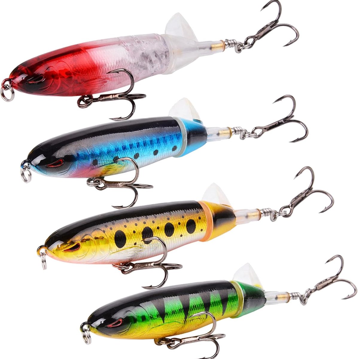 Retadou - Kunstaas, snoek, potlood, popper haak, roterende staart, kunstaas met 2 drillhaken voor snoek, baars, snoekbaars, vissen - 4Pcs-10cm-13g