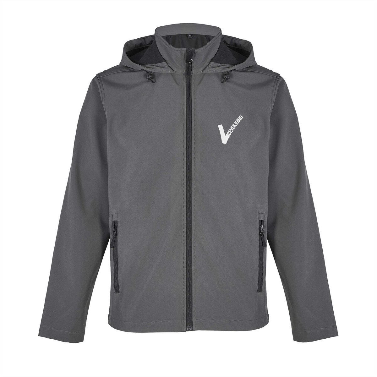 Security softshell jas met capuchon – Waterafstotend – 2-laags - Grey - Maat L