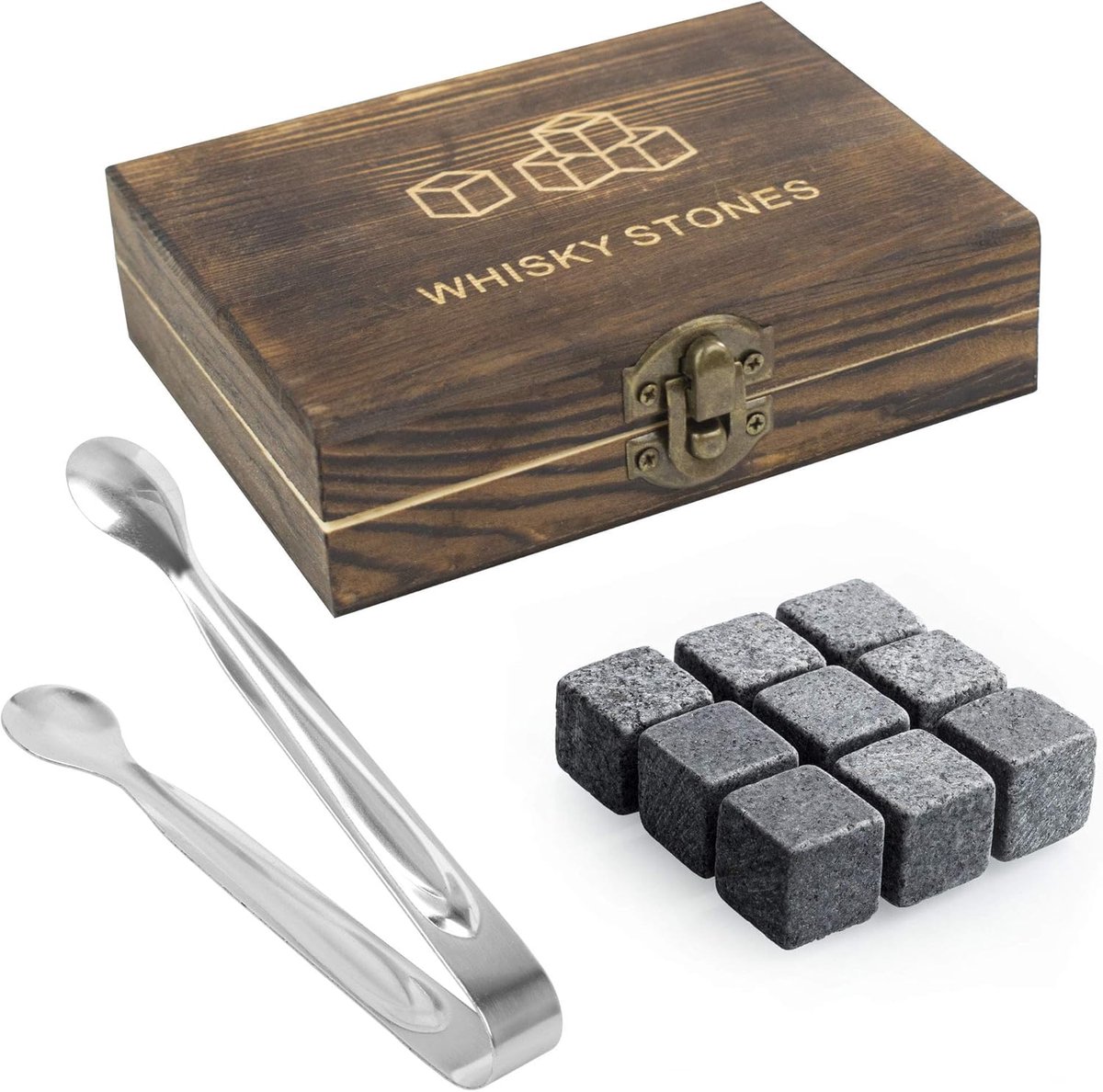 Whiskey Stenen Set in Luxe Geschenkdoos - 9-delig - Perfect voor Drankliefhebbers en als Cadeau