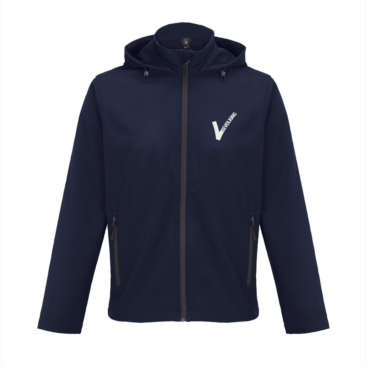 Security softshell jas met capuchon – Waterafstotend – 2-laags - Navy - Maat XXL