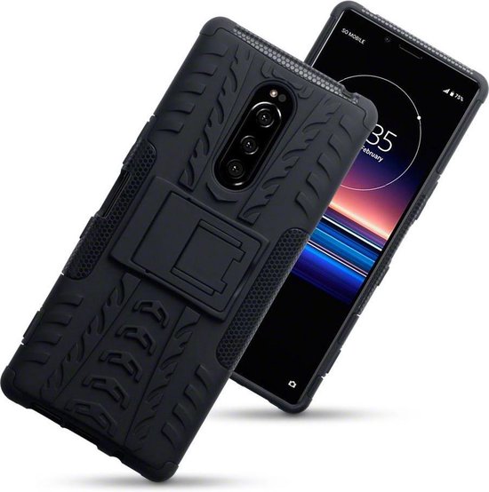 Sony Xperia 1 hoesje, Pantsercase met standaard, zwart - Telefoonhoesje  geschikt voor:... | bol.com