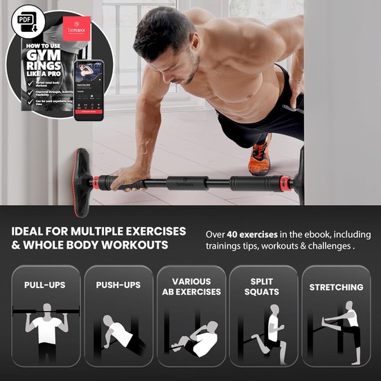 Pull Up Fitness - Optrekstang met Romeinse stoel en halterbank, zwart/rood Pull Up Fitness - Optrekstang met Romeinse stoel en halterbank, zwart/rood