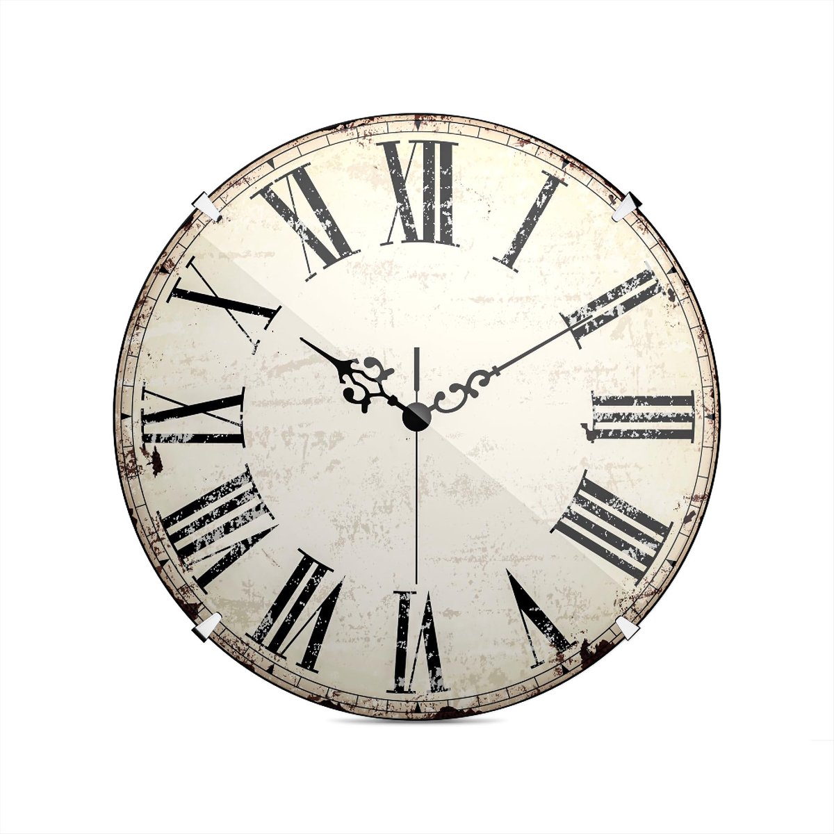 Mebus Vintage Wandklok met Romeinse cijfers | Geen tikken dankzij nauwkeurig quartz-uurwerk | Koepelvormige glazen afdekking | 20 cm klein, antiek