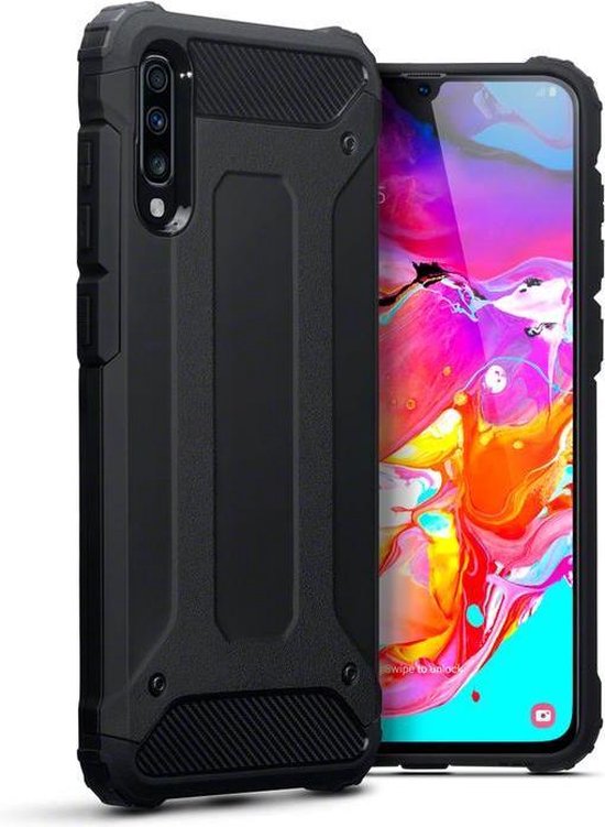 Bloemlezing Zijdelings Incarijk Samsung Galaxy A70 hoesje, dubbel gelaagde pantsercase, zwart - GSM Hoesje  /... | bol.com