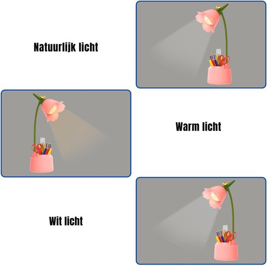 Zylo® Bureaulamp Kinderkamer - Tafellamp Kinderkamer - Voor Jongens en Meisjes - Roze - 15cm x 13cm x 39cm van Zylo® — afbeelding 5