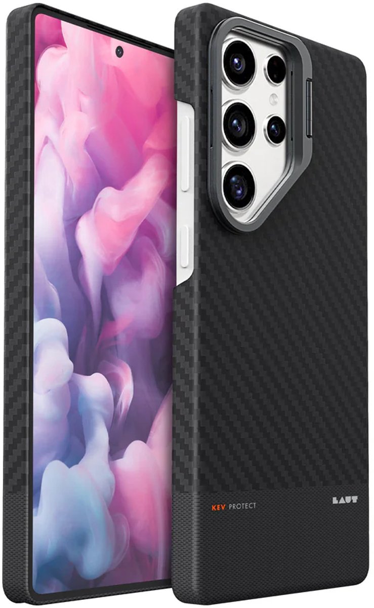 Laut Kev Protect – Samsung S25 Ultra Hoesje – Ultra dunne bescherming met stand - Black Carbon