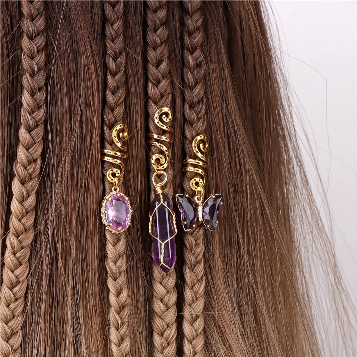 Boho Haaraccessoire - Festival Haaraccessoire - Handgemaakte Natuursteen en Kristallen Haaraccessoire - Amethist