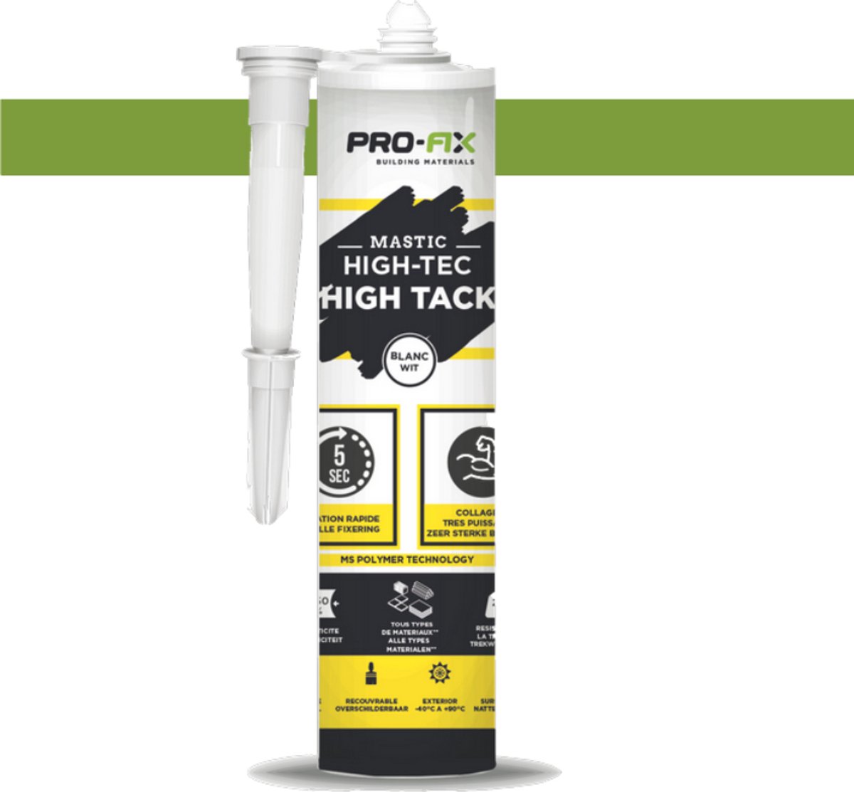 Pro-Fix - Mastic High-Tec - High Back - Wit - Pro-Fix | Flexibele Lijmkit voor Sanitaire Installaties | Ideaal voor Badkamer en Keuken | Hoge Kwaliteit & Weerstand | high-tack