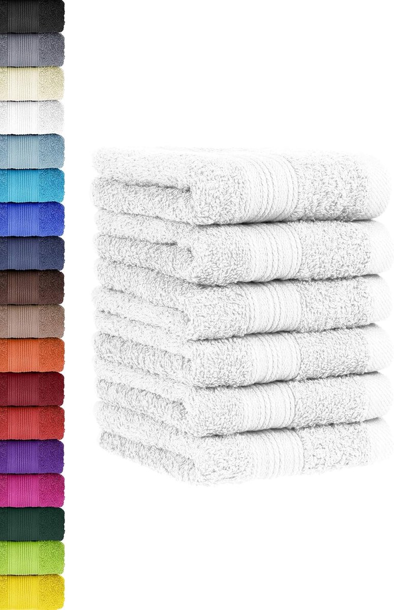 Famanu - 6-delige set gastendoekjes in vele kleuren 100% katoen 6-pack gastendoekjes 30x50 cm wit