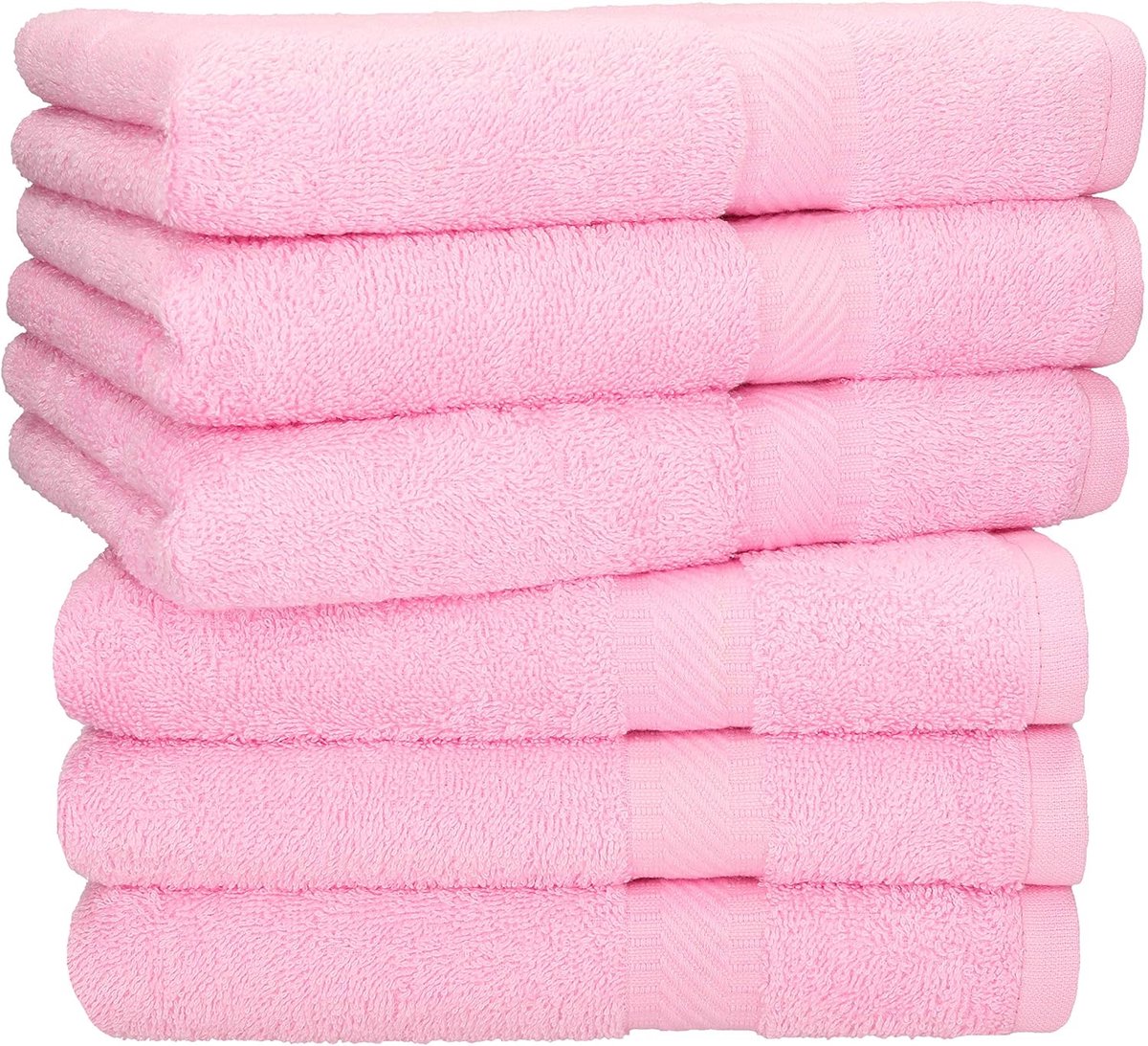 Famanu - Handdoekenset, 6 stuks, afmetingen 50 x 100 cm, 100% katoen, goed drogend, lichte kwaliteit, ideaal voor sport, strand, reizen, kleur roze