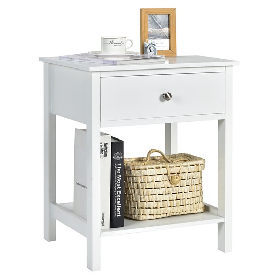 Kinder-nachtkastje houtdecor 1 deur wit