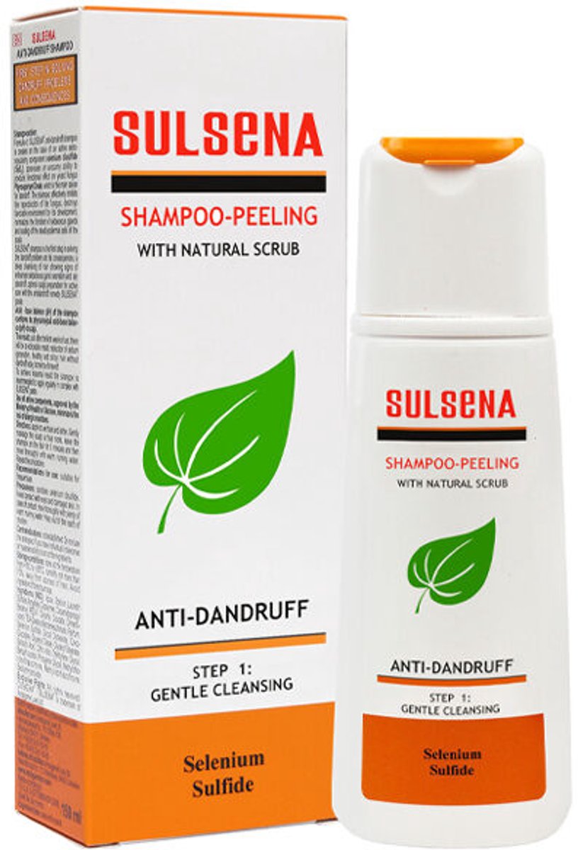 SULSENA ANTI-ROOS SHAMPOO 2 in 1- RUSTGEVENDE KALMERENDE DIEP REINIGENDE EFFECTIEVE ANTI DANDRUFF Shampoo met Selenium Sulfide en Natuurlijke SENSOCEL Scrub voor Elk Haartype voor MANNEN en VROUWEN 150 ML