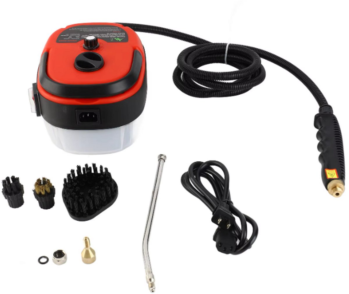 Draagbare Handstoomreiniger - 2500W - Hoge Druk - Reiniger met - Borstelkoppen voor - Keuken Meubels - Badkamer Auto - Rood