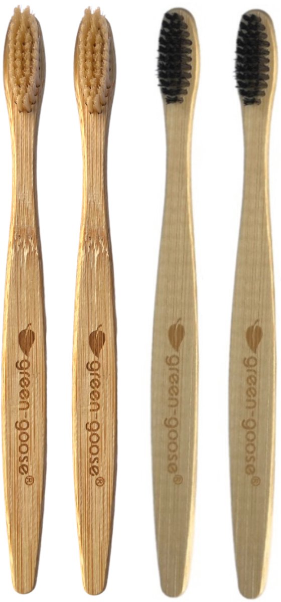 Goedkoopste Smileaholics™ Bamboe Tandenborstel | Bamboo |Biologisch Afbreekbaar | Zwart & Roos | Set van 4 Bamboe Tandenborstels