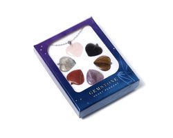 Edelsteen hart-vormige hanger ketting met 6 uitwisselbare stenen