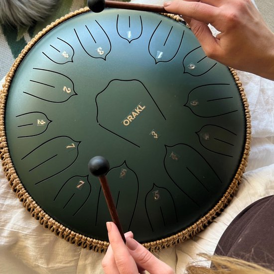 Orakl ® - Tongue Drum Elysium Bosgroen - Inclusief lesboek - Handpan ø 35 cm - Tongue Drum - Handpan Drum - Steel Tongue Drum - Klankschaal - Geluidstherapie van Orakl — afbeelding 2