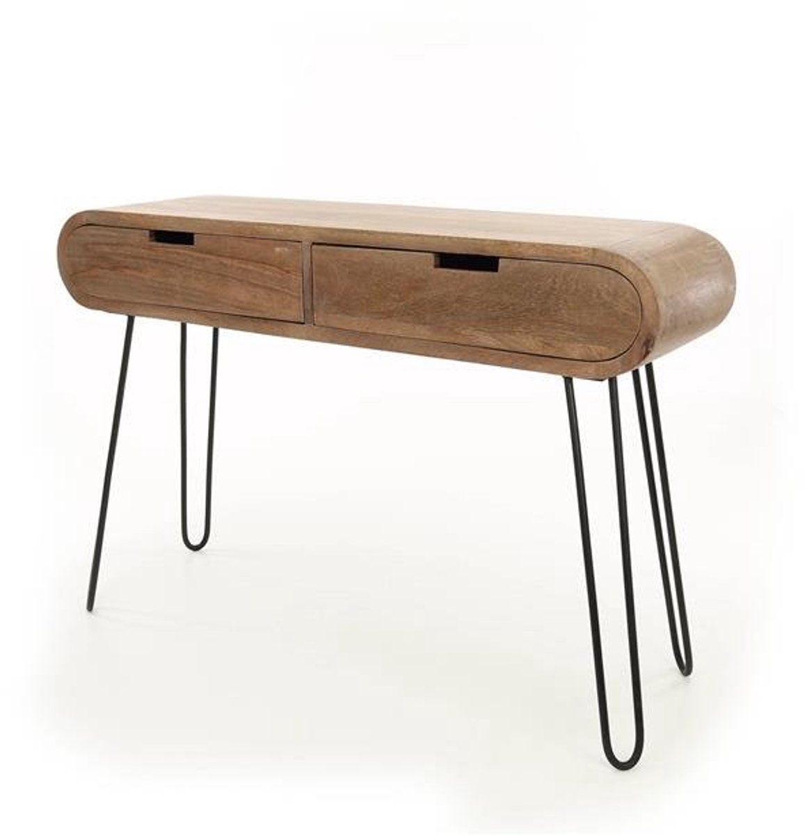 Sidetable Industrieel Mangohout & Staal - 120 cm x 30 cm x 76 cm - Side Table Industrieel Met Lades - Sidetable met lade Hout - Landelijk Hout - Wandtafel Sidetable - Haltafel - Smalle tafel - 120cm x 30cm x 76cm