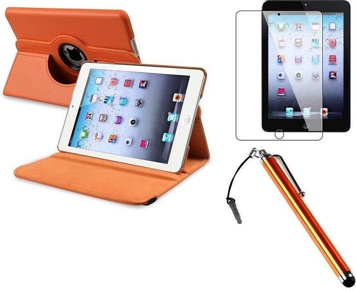 Hoes Geschikt Voor iPad Mini 4 hoes 360 graden leer oranje