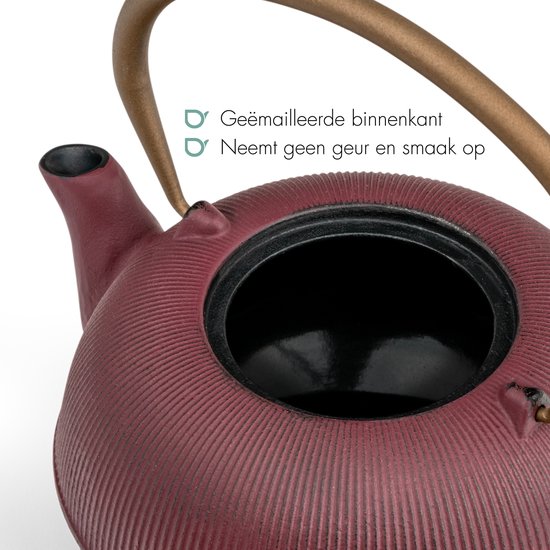 Bredemeijer Teapot Cast Iron Xilin 0.8L Red, 0.8 Liter