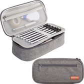 PrimeAmbition Etui - Grijs - Groot - 22x12x7cm - Voor School, Jongens, Meisjes & Volwassenen - Pennenzak