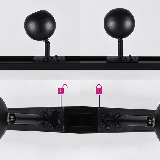 Système sur rail Design de 3 mètres monophasé avec 4 spots Dex - rail plafond