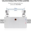 Chroom douchesysteem met regelbare ventielen voor een gatafstand van 130-170 mm.
