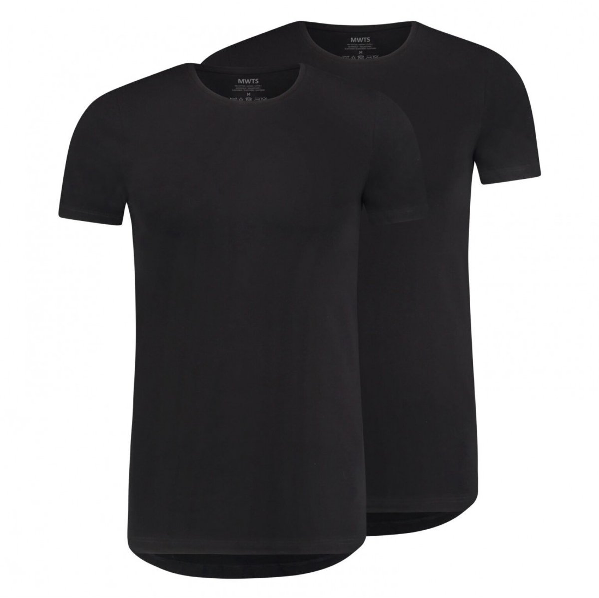 MWTS T-shirt Heren - 2-pack - Slim Fit - Ronde Hals - Maat M - Zwart