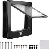 Kattenluik - 4-standen Deur - Magnetisch Slot - Voor Binnen & Buiten Katten - ABS Deur met Borstel - Huisdierbezitters - Zwart - 22x19x5,5 cm - 1 stuks