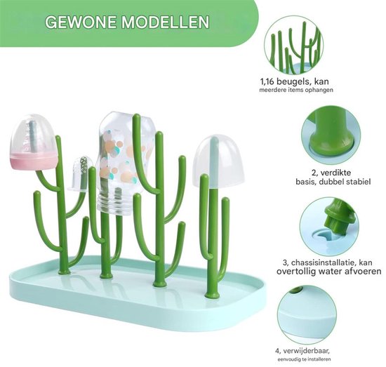 Flessendroogrek - Boomtak Ontwerp - Sneldrogend - Voor Babyflessen & Onderdelen - Hoge Capaciteit - Ouders - Groen - Compact - 1 stuks — afbeelding 4