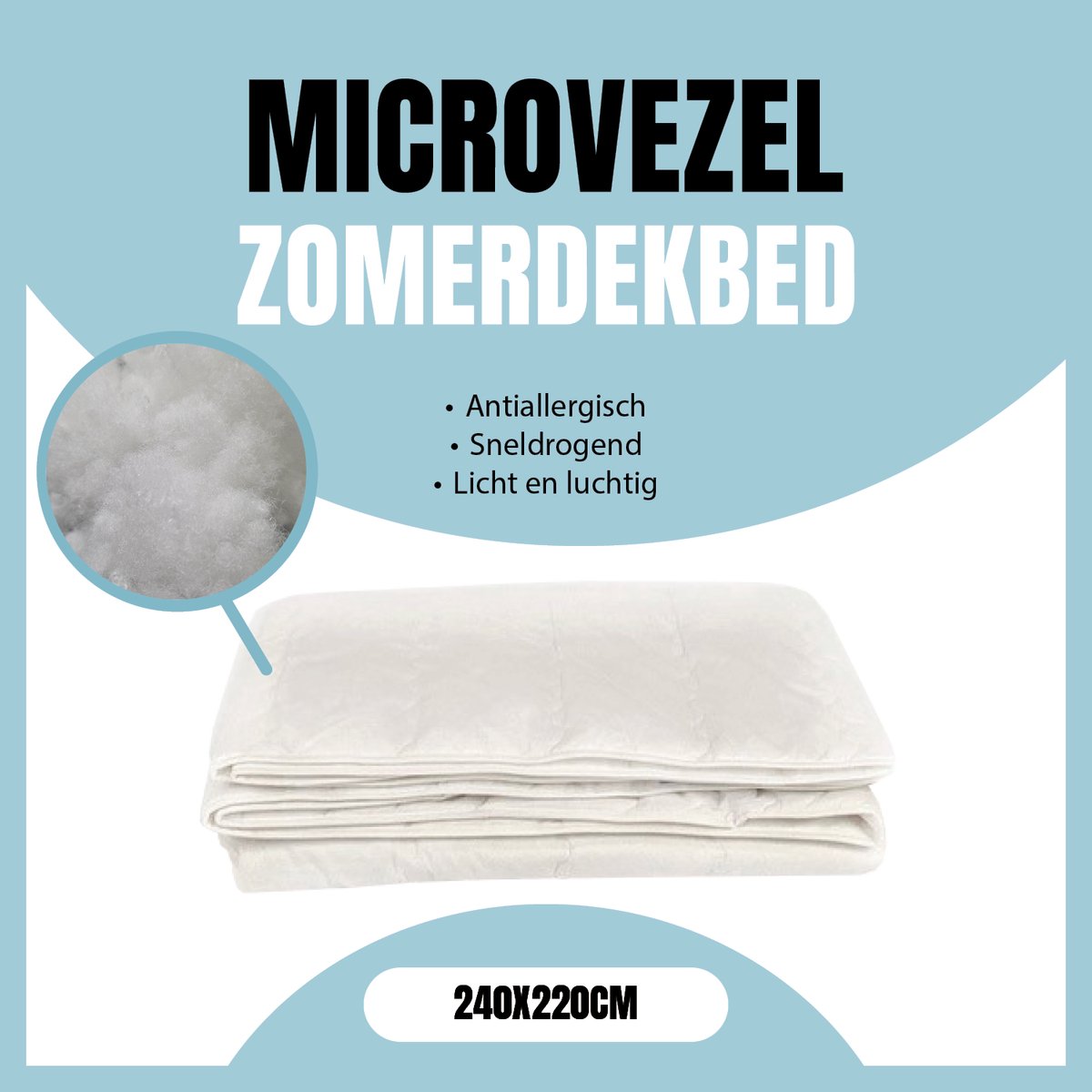 Eleganzzz Microvezel Zomerdekbed- Zomerdekbed 240x220cm - Dekbed Zomer - Lits Jumeaux Extra Lang - Dekbedden